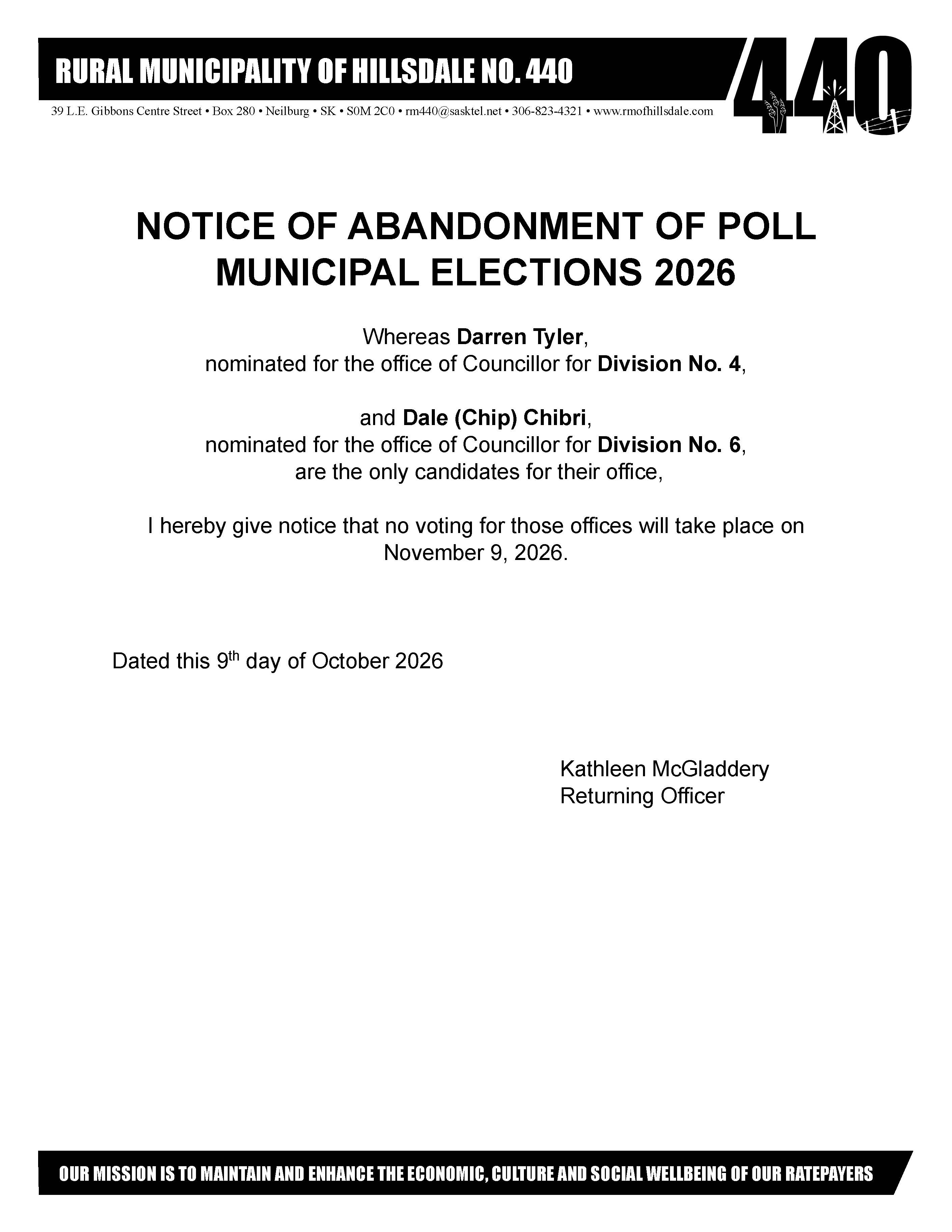 Abandonment of Poll